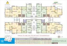 First, Third, Fifth, Seventh, Ninth and Eleventh Floor Plan of VISHNUVIHAR PHASE II  