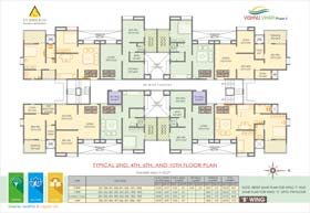 Second, Fourth, Sixth and Tenth Floor Plan of VISHNUVIHAR PHASE II  